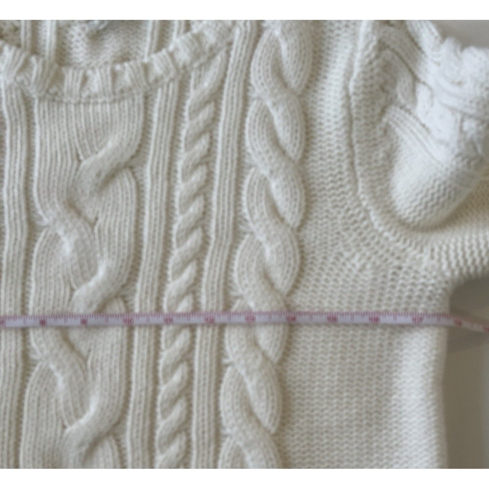 L.L. Bean Womens Size PM Petite White Sweater Cable Knit Heavy Thick 100% Cotton - Picture 6 of 7
